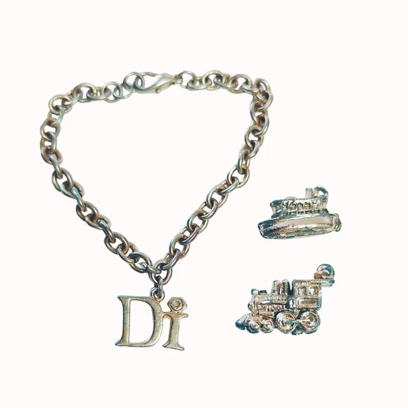 Gold-Tone Jewelry - Vintage DI Diamond International Charm Bracelet With Boat Train Charms